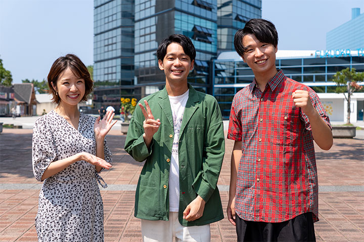 TNCの五十嵐アナウンサーと福岡発お笑いコンビの「チムニー」のお二人